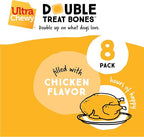 Ultra Chewy Double Treat Bones: Long-Lasting Treats Made in USA for Large and Small Breeds, Highly Digestible, for Aggressive Chewers (Peanut Butter and Bacon Cheese Flavor, 2 Packs)
