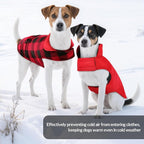 ASENKU Dog Winter Coat, Fleece Doggie Jacket Plaid Reversible Vest Waterproof Windproof Cold Weather Clothes for Small Medium Large Dogs(XS, Red)