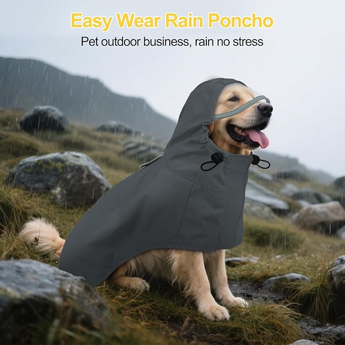 DENTRUN Heavy Duty Dog Raincoat with Hood for German Shepherd, Alaskan Malamute – All-Weather Protection for Hiking, Hunting, Stormy Days – Reinforced Seams, XXXL
