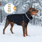 Dog Coat, Waterproof Winter Jacket, Warm Windproof Vest, Reflective Adjustable Turtleneck Coats for Large Dogs with Hook & Loop - Black - XL