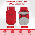 Mihachi Dog Coat for Large Dogs, Warm Dog Winter Coat Waterproof Dogs Jacket with Harness Built in Reflective Pet Fleece Vest, Puppy Cold Weather Coats Turtleneck & Windproof Pet Snowsuit, Red XL