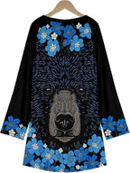 MARSVOVO Women Novelty Graphic Plus Size Sweater Crewneck Long Sleeve Cute Printed Loose Fit Casual Fall Sweaters Top