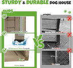 Large Outdoor Wooden Dog House, Weatherproof Dog Houses with Adjustable Vent Windows, Alloy Chew-Resistant Frame, Removable Floor for Medium & Large Dogs, (43.5" L x 29.5" W x 33.5" H)