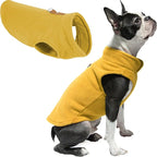 Gooby Fleece Vest Dog Sweater - Honey Mustard, Small - Warm Pullover Fleece Dog Jacket with O-Ring Leash for Small to Medium Dogs