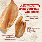 Natural Farm Pig Ears for Dogs (8-Count), One Ingredient: Natural Whole Pigs Ears, Air Dried, Long-Lasting & Highly Digestible Treats, Great for Puppy and Large/Medium Dogs