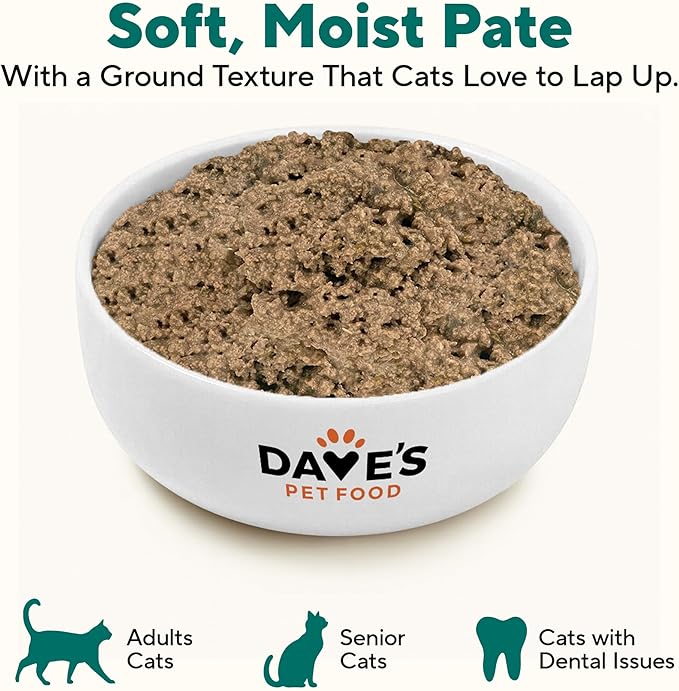 Dave's Pet Food Grain Free Wet Cat Food Gravy (Turkey & Giblets Dinner in Gravy), Made in USA Naturally Healthy Canned, Added Vitamins & Minerals, 5.5 oz Cans (24 Pack)
