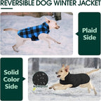 Kuoser Dog Winter Coat, Windproof Dog Fleece Jacket British Style Plaid Cold Weather Doggie Vest Coats, Reversible Cozy Warm Puppy Clothes Pet Apparel for Small Dogs XS