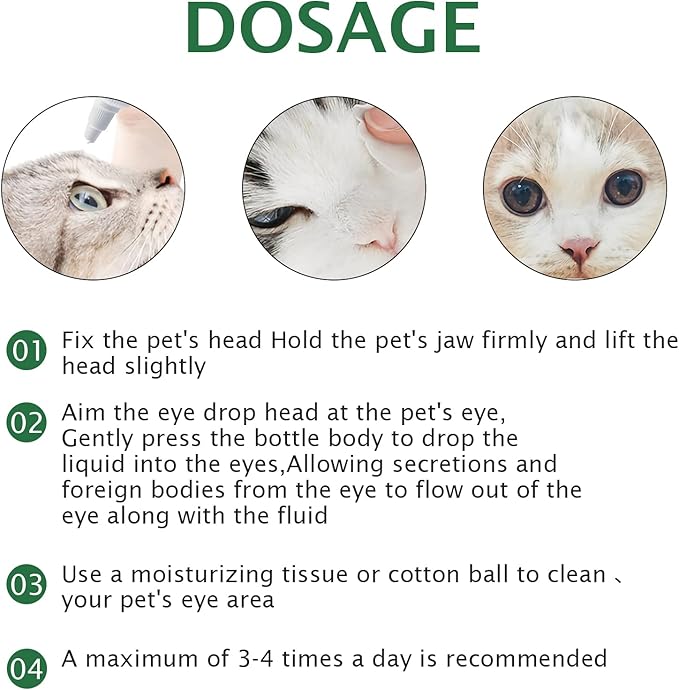 Pet Eye Drops for Dogs & Cats, Relieve Itching, Irritation & Allergies Symptoms - Natural Formula, Dog Eye Infection Treatment, Safe for Daily Use(60ml)