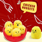 Dog Squeak Toys, 6 Pack Chicken Nugget Dogs Push Toys Interactive Puppy Toys Bark Box Toys Dog Chicken Toy to Keep Them Busy