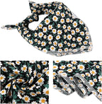 E-Clover Dog Bandanas & Matching Scrunchie Set Girl Dog Scarf Bibs with Bow Scrunchie for Small Dogs Puppy Pet Owner Gifts Flower Black