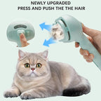 Pet Steam Brush for Cats and Dogs, 3 In 1 Steamy Cat Brush with Release Button and Tank, Anti-Static Pet Spray Hair Removal Comb, Rechargeable Dog Steam Comb for Furry (Blue)