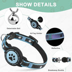 Airtag Cat Collar Breakaway, Reflective Cat Collar with AirTag Holder and Bell, Compatible with Apple Air Tag, Comfortable Padding, Adjustable, Durable (Blue, XS)