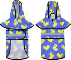 HDE Dog Raincoat Jacket Reflective Adjustable Hooded Pet Poncho Rain Coat with Leash Hole for Small to X-Large Dogs Rubber Ducks - M