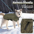 Fragralley Dog Coat Large, Waterproof Dog Jacket with Warm Fleece Lining, Adjustable Reflective Dogs Winter Coat, Turtleneck Pet Coats for Cold Weather (ArmyGreen XXXL)
