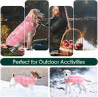 Kuoser Reversible Dog Jacket, Warm Winter Coat for Large Dogs, Warm Windproof Pet Cold Weather Clothes, Pink XXL