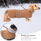Geyecete Dachshund Sweaters for Dogs Jacket,Dachshund Coat Perfect Dog Winter Coat with Padded Fleece Lining,high Collar,Dog Snowsuit-Brown-M