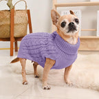 2 Pack Dog Sweaters for Small Dogs Turtleneck Pullover Cable Knit Puppy Stretch Clothes Chihuahua Yorkie Pomeranian Toy Poodle Boy Girl Pets Winter Doggie Clothes (XS, Pink & Purple)