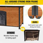 Aivituvin Heated Dog House Outdoor 43.3" Insulated Dog Kennel with Electric Heating Pad Keep Warm in Winter, Strong Iron Frame Pet Shelter,Weather-Resistant