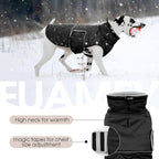 FUAMEY Dog Winter Coat Warm, Dogs Turtleneck Fleece Jacket, Waterproof Cold Weather Puppy Snowsuit with Harness Hole, Extra Small Sherpa Vest for Pet (Black, XS)