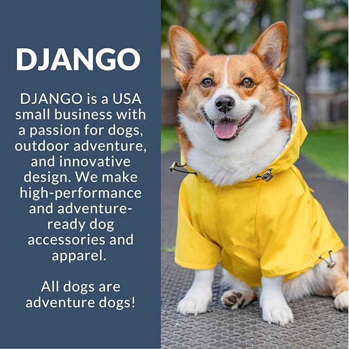 DJANGO Highland Dog Jacket & Raincoat – Water-Repellent, Lined Dog Coat with Hood, Adjustable Fit & Harness Hole – Lightweight Rain & Wind Jacket for Small & Medium Dogs up to 30 lbs (Olive, Small)