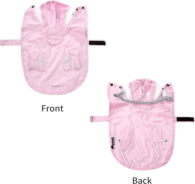 Waterproof Dog Raincoat, Adjustable Reflective Lightweight Pet Rain Clothes with Poncho Hood (Light Pink, Small)