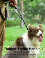 Heavy Duty Dog Leash, 4-6FT Shock Absorbing Dog Leashes with Traffic Handle and Comfortable Padded Handles, Advanced Easy Metal Clip, No Pull Reflective Leash for Medium Large Dogs That Pull (Black)