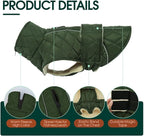 Kuoser Dog Coat, Extra Warm Dog Jacket Quilted Windproof Pet Cold Weather Coats for Small Dogs, Fleece Lining Turtleneck Puppy Snowsuit Reflective Adjustable Winter Clothes, Green S