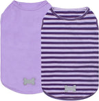 KYEESE 2Pack Dog Shirts for Small Dogs Comfort Striped T Shirt Soft Pet Tee Cotton Tank Top Pet Clothes Lightweight Sleeveless Stretchy Dog Vest, X-Large,Purple+Striped