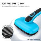 Dog Brush Kit - Self-Cleaning Slicker Brush with Bath Brush & Undercoat Rake | Deshedding Tools for Large - Small Dogs & Cats, Professional 3-in-1 Pet Grooming Set for Heavy Shedding, Blue