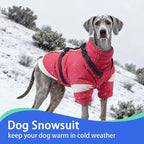 MIGOHI Dog Coat with Harness Built in, 2-in-1 Thermal Dog Jacket, Reflective Snowsuit for Large Dogs, Fleece Lined with Turtleneck, Adjustable Buckle Coats, Border Collies, Pink, XL