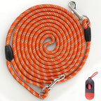 Long Rope Dog Leash for Dog Training 12FT 20FT 30FT 50FT, Reflective Threads Dog Cat Leashes Tie-Out Check Cord Recall Training Agility Lead for Large Medium Small Dogs (Orange, 10mm*20ft)