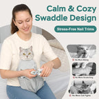 Self-Adhesive Cat Grooming Wrap, Cozy Cat Wrap for Cutting Nails, Breathable Anti-Scratch Cat Swaddle Bag for Brushing, Ear Cleaning, Dental Care, Medication, Injections,Grey L