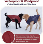QBLEEV Reversible Dog Jacket for Small Dogs, Waterproof Windproof Warm Winter Coat with Adjustable Fit & Leash Hole, Lightweight Reversible Puffer Vest, Wine Red, S – Fits Yorkie, Shih Tzu