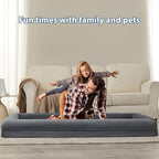 WNPETHOME Human Dog Bed for Adult, Washable Dog Couch with Removable Waterproof Cover, Orthopedic Large Pet Sofa Bed with Bolster Sides for Sleeping