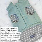 DJANGO Puffer Dog Coat – Warm Winter Dog Jacket & Water-Repellent Insulated Puffer Vest with Striped Lining, Harness Hole, Adjustable Fit for Small & Medium Dogs, Dachshunds – Sea Foam Green, Large