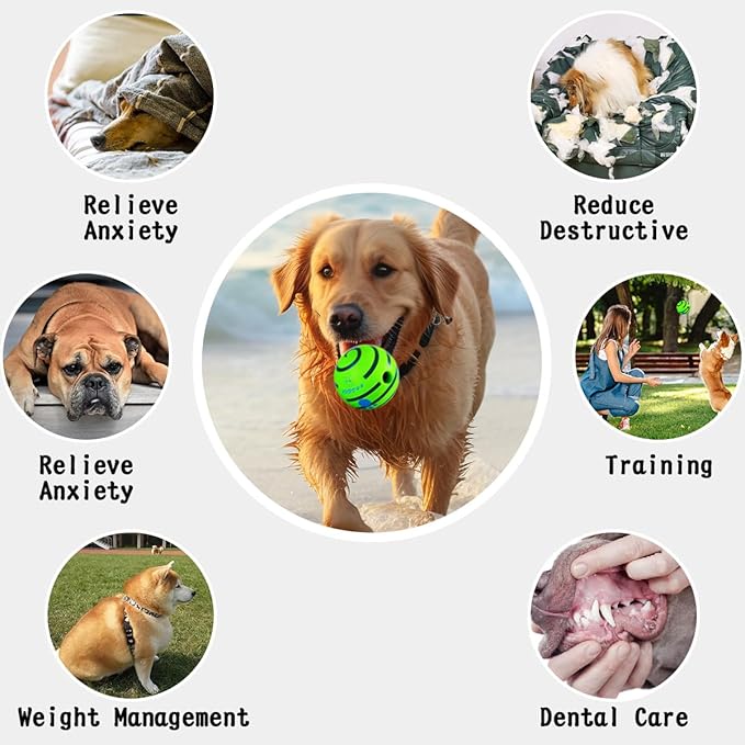 HYQ Small Dog Toys, Interactive Ball, Squeaky Toys for Small to Large Dogs - 5.91 inch
