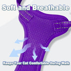Cat Harness and Leash Set Escape Proof for Kitten Walking, Soft Adjustable Top Handle Vest Harnesses for Cats, Easy Control Breathable Reflective Small Medium Large, Purple, M