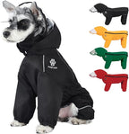 PINA Dog Raincoat & Jacket with Hood & Leash Hole, Lightweight Dog Poncho with Reflective Strap & Pocket for Wet Weather, Full Wrap Design for Full Protection