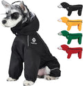 PINA Waterproof Dog Jacket with Hood, Lightweight with Leash Hole, Dog Poncho with Reflective Strap - Full Wrap protect