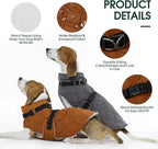 Kuoser Dog Coat Warm Fleece Lining Turtleneck Dog Jacket with Harness Built-in, Adjustable Windproof Cold Weather Coats with Quick Release Buckle Pet Winter Snowsuit for Small Dogs, Khaki S