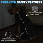 Dog Raincoat, Waterproof Dog Coat with Reflective Straps, Leash Hole & Polar Fleece Lining, Winter Snow Rain Coat for Small, Medium & Large Dogs, Warm, Windproof Vest Jackets