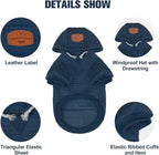 BEAUTYZOO Small Dog Hoodie Sweater with Pockets, Dog Clothes for Small Medium Dogs Boy Girl, Waffle-Like Laminated Cotton Pet Coats with Hat and Leash Hole, Navy Blue XS
