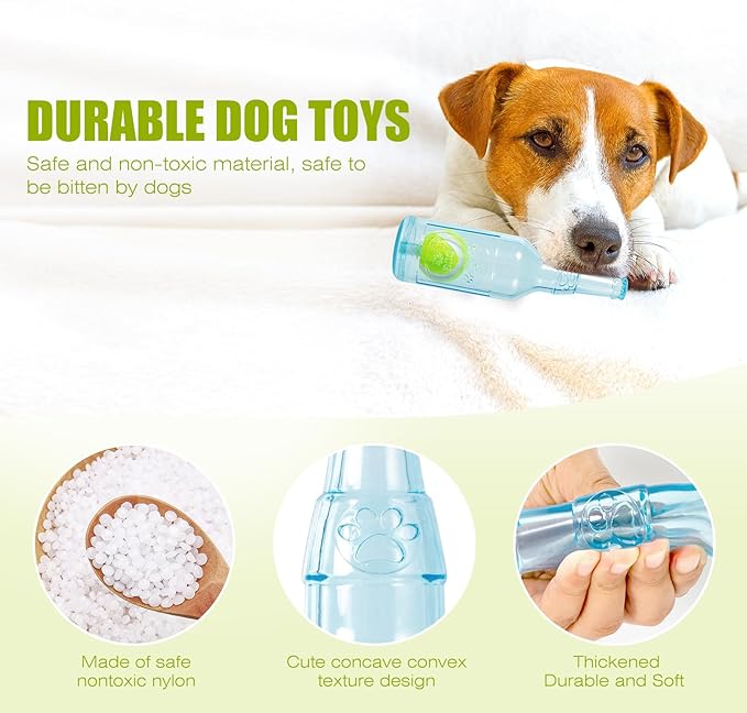 Dog Toy, Dog Squeak Toy, Floating Dog Toy, Interactive Fetch Toy for Play and Training, Bottle Shape with Tennis Ball Inside (Set of Two Small)