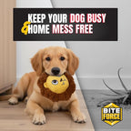 Bite Force -Durable & Strong Dog Toy Mighty Leo with Squeaker, Kevlar-Reinforced for Aggressive Chewers for Small Medium Large Dogs - Yellow.
