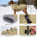 Dog Coat, Warm Dog Winter Coat for Large Dogs, Waterproof Jacket with Harness Built in, Reflective Turtleneck Cold Weather Coats with Zipper,Pet Fleece Vest Snow Jacket, Brown XXXL