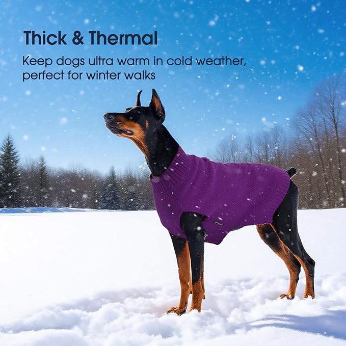 IECOii Dog Sweaters for Large Dogs,XXL Dog Sweater Warm Pullover Vest for Winter,Knitted Dog Sweater Large Size Dog Sweatshirt for Extra Large Dogs boy Girl,Golden Retriever,Pitbull,Purple-2XL