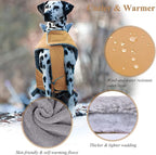VIVAGLORY Frostfit Dog Coat, Dog Jacket for Winter & Cold Weather, Warm Fluffy Fleece Lined Water Resistant Reflective for Puppy, Coat with Velcro Fastening & Leash Hole, XL, Khaki