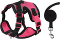 Cat Harness and Leash Set for Walking – Escape-Proof Reflective Vest for Cats and Small Dogs, Adjustable Soft Air Mesh with Pressure-Reducing Design, 4.92ft (Black & Rose, M)