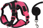 Cat Harness and Leash Set for Walking – Escape-Proof Reflective Vest for Cats and Small Dogs, Adjustable Soft Air Mesh with Pressure-Reducing Design, 4.92ft (Black & Rose, XL)