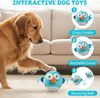 Interactive Dog Toy Ball, Rechargeable Jumping Plush Toy with Motion Activation for Small Large Dogs, Squeaky Moving Bouncing Ball for Pets Keep Busy Reduce Boredom, No Loud Music (Puffer)